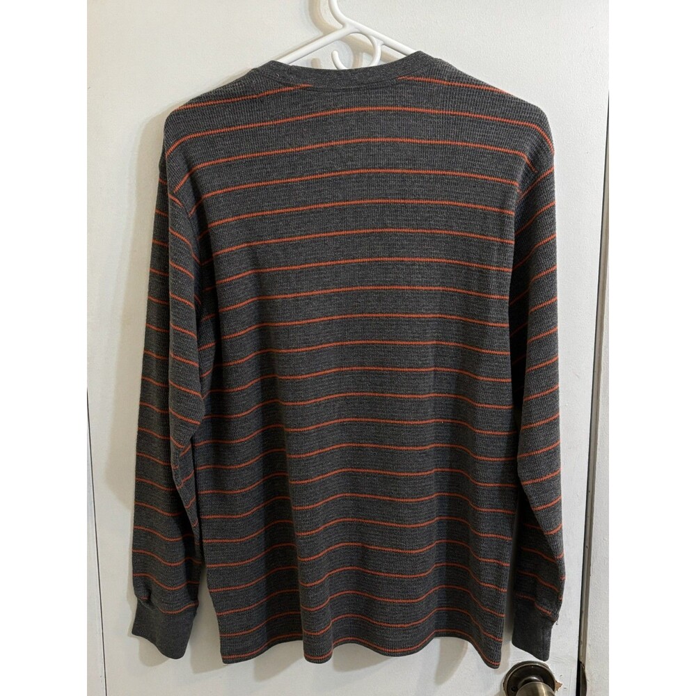 Men's Faded Glory Striped Long Sleeve T-Shirt Medium Gray & Orange - Picture 2 of 3